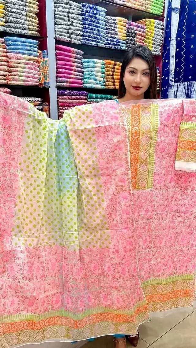 Premium Bexi Voile Block Printed Three-Piece Collection -spriha pro- 1008 |  প্রিমিয়াম বেক্সি ভয়েল ব্লক প্রিন্ট থ্রি-পিস কালেকশন -1008